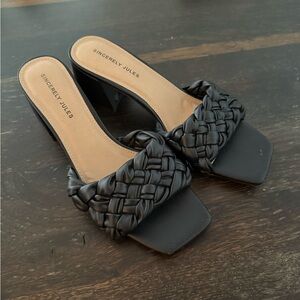 Sincerely Jules Black Mules with Monogram Design